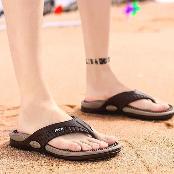 

Word Herringbone Slippers Light Slippers Flip-flops Massage New Shoes Breathable Men EVA Soft Sandals One Beach