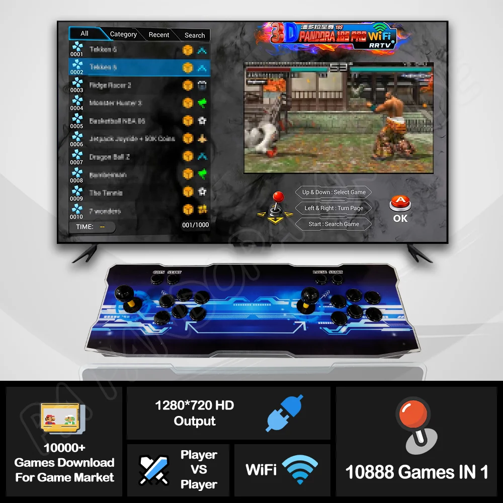 3D WIFI For Pandora Saga EX2 Box 10888 in 1 Retro Arcade Game