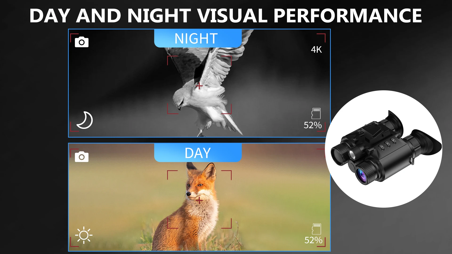 4K Night Vision Goggles 8X Digital Zoom 600m Night Vision Binoculars Head-Mounte