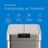 13 Gallon Automatic Trash Can for Kitchen - Stainless Steel Garbage Can with No Touch Motion Sensor Butterfly Lid and Infrared T 5