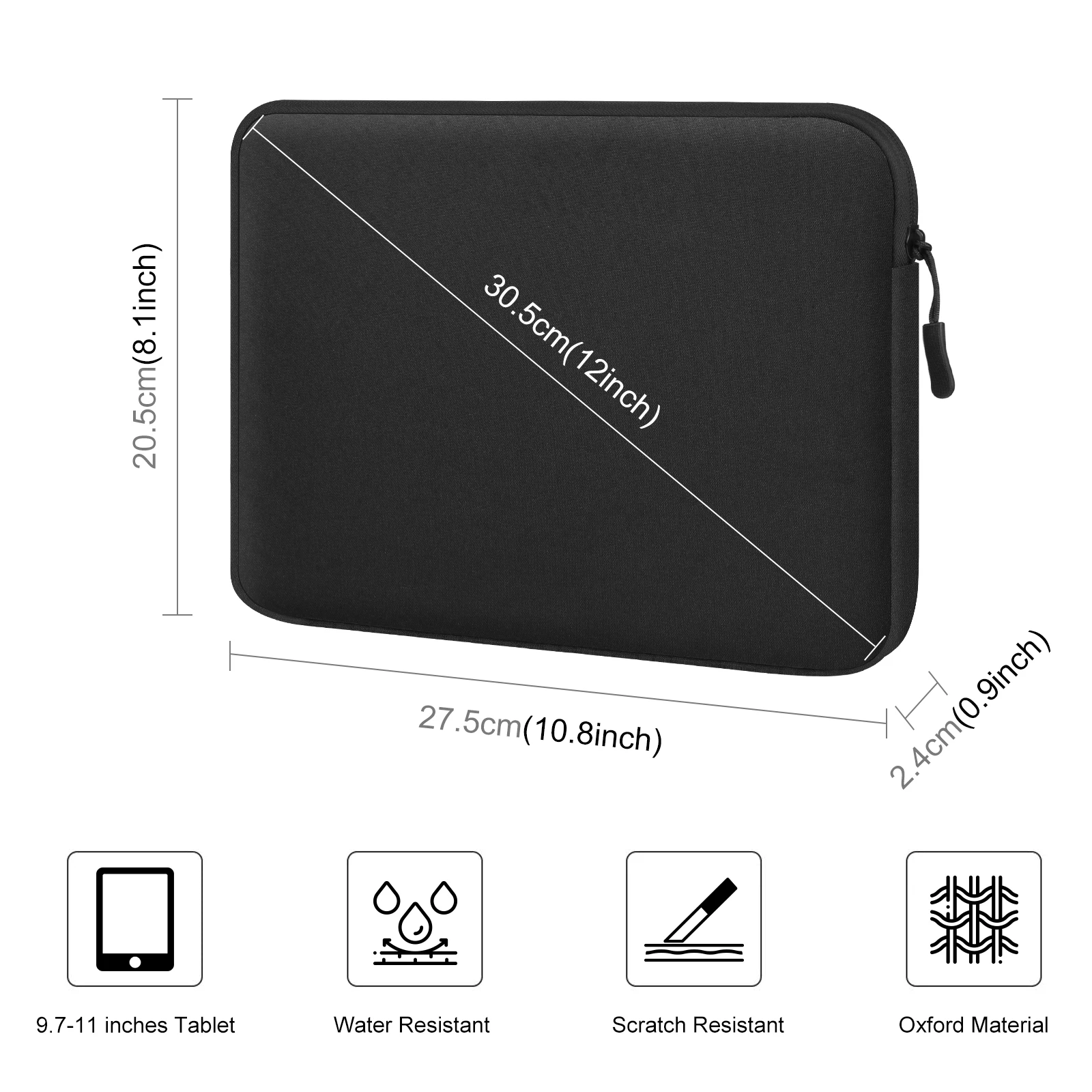 HAWEEL 11 inch Tablet Sleeve Case Zipper Briefcase Bag For 9.7-11.0 inch Tablets