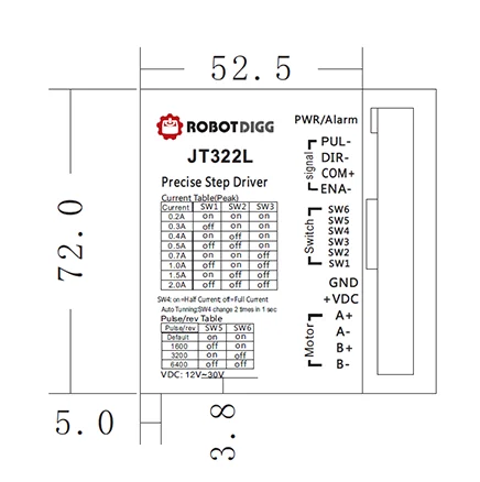 JT322L JT322AN JT322 드라이버 2상 하이브리드 스테퍼 모터 두께 2cm