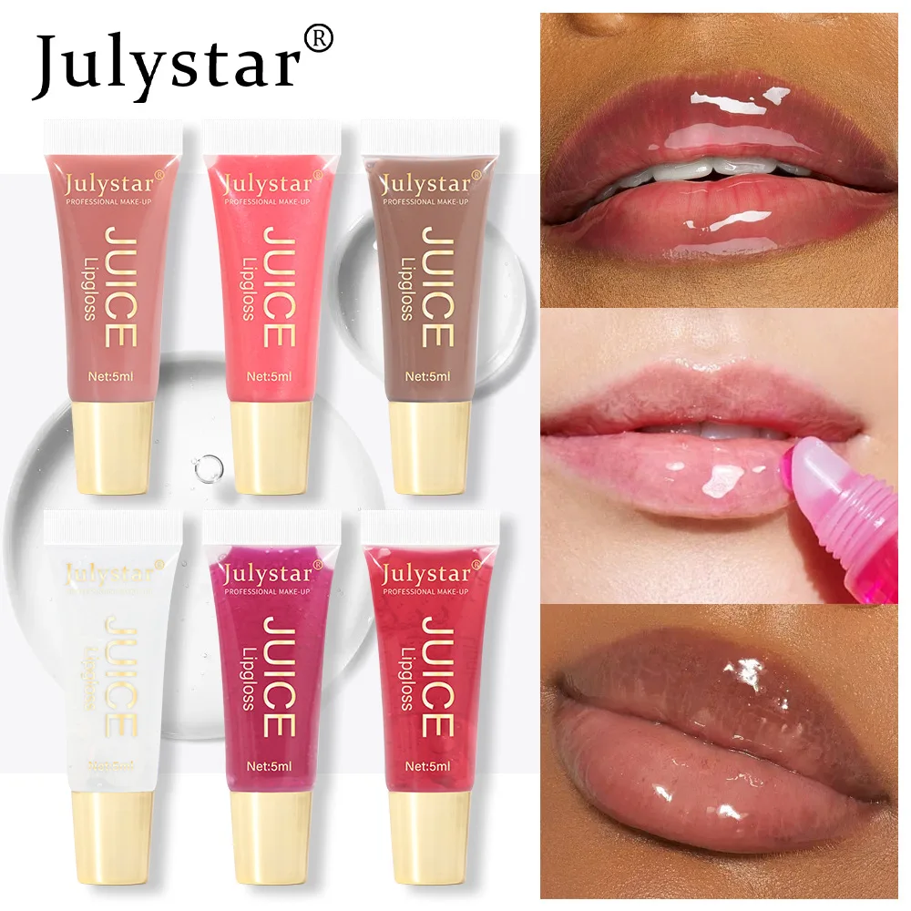 Glitter Plumping Lip Gloss Jelly Strawberry Moisturizer Fruit Lip Oil Transparent Fullness Lip Tint Gel Soft Tube Makeup LipCare 4