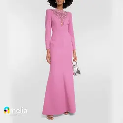 Amelia O-Neck Dubai Prom Dress Full Sleeves With Floor Length Evening Dress Women Birthday Wedding Party Formal Gowns Arabia