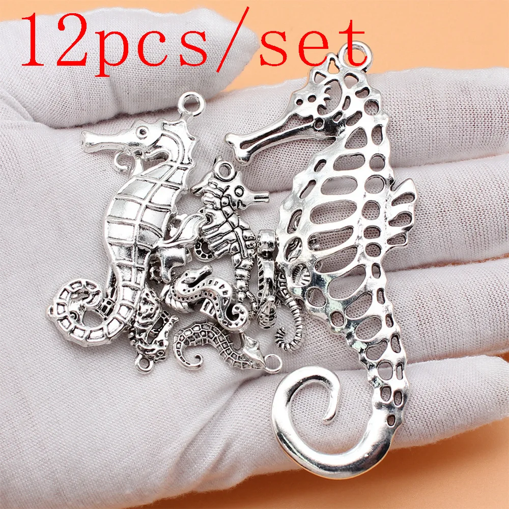 

Seahorse Charms For Jewelry Making Necklace Accessories Cute Items 12pcs/set