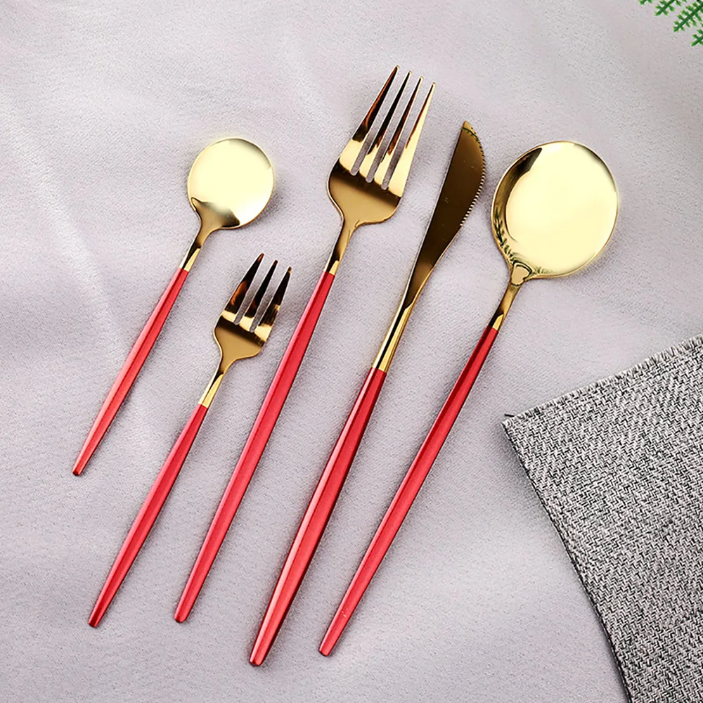 24Pcs/30pcs Wedding Supplies Kitchen Dinnerware Tableware Spoon Fork Knife Set Washing Utensils Cutlery Lunch Of Dishes Complete cutlery set western style cutlery set picnic cutlery set stainless steel cutlery set camping cutlery set wooden cutlery set