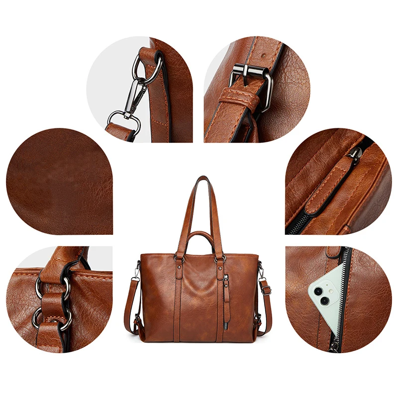 New Women Totes Bags For Femme Pu Leather Handbag For Women 2023 Designer Luxur Large Capacity Boston Shoulder Bag