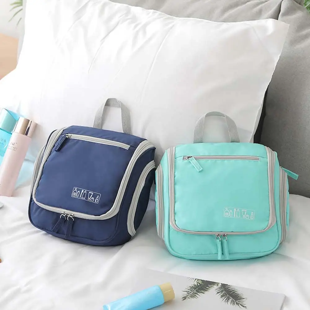 

Portable Handle Zipper Solid Color Waterproof Travel Storage Pouch Cosmetic Case Toiletry Bag Makeup Organizer Cosmetic Bag