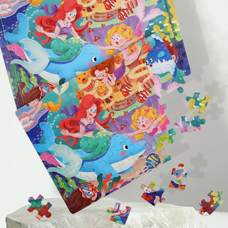 Jigsaw Puzzles Wooden Jigsaw Puzzles Wooden Puzzle Toys Educational Puzzles Wooden Kidsren's Early Education Educational Puzzle Toys 60 Pieces with Base Plate for Easy Storage Multiple Cartoon Themes