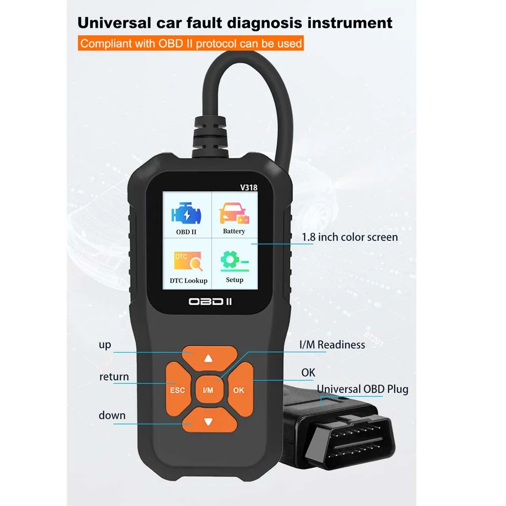 V318 OBD2 Scanner Car Fault Diagnostic Instrument Engine Reading Clear The Engine Malfunction Light Mechanic Tools 10 Languages 3