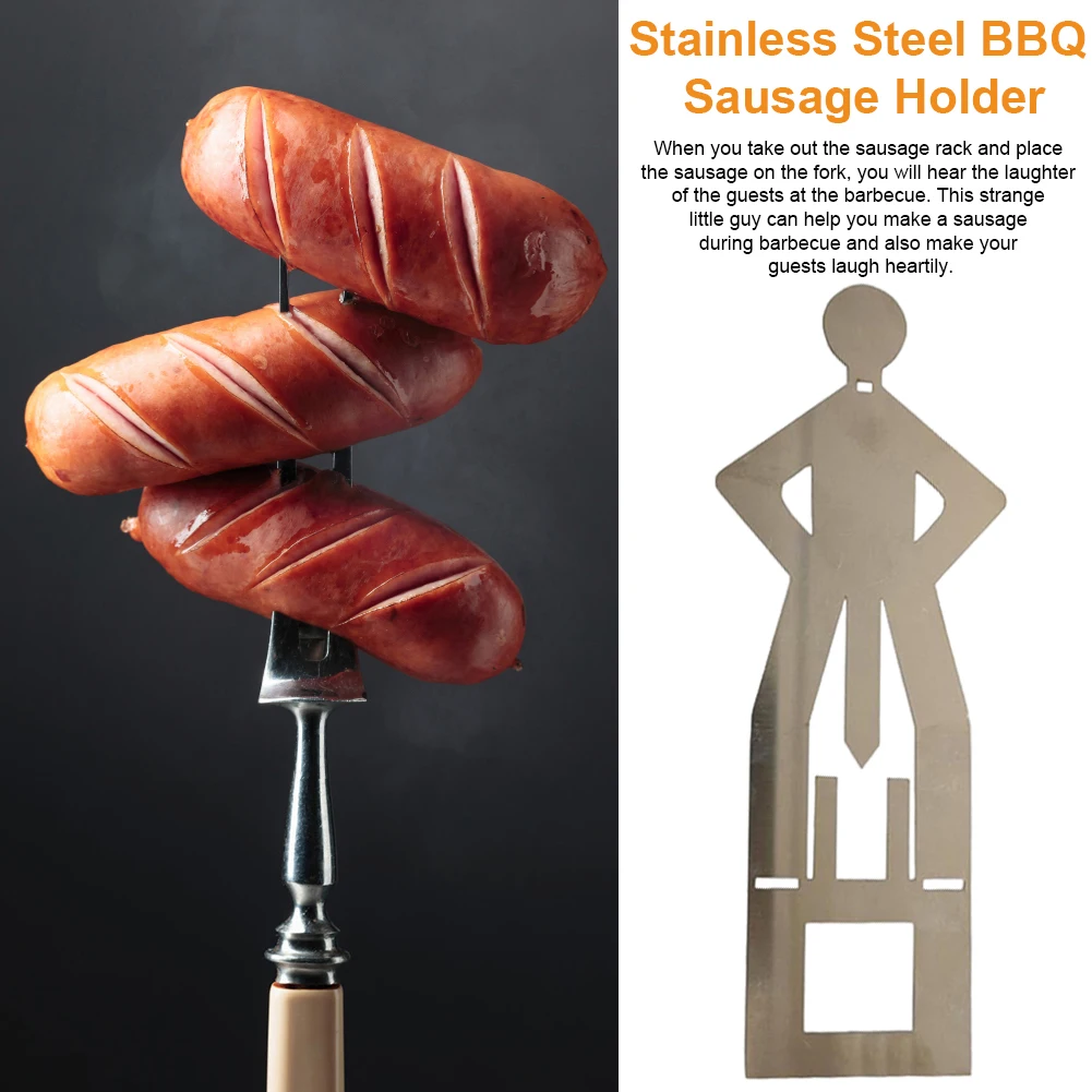 BBQ Stainless Steel Hot Dog Stand Novelty Party Camping Gifts Funny Sausage Roaster Reusable Hot Dog Grill for Outdoor Camping
