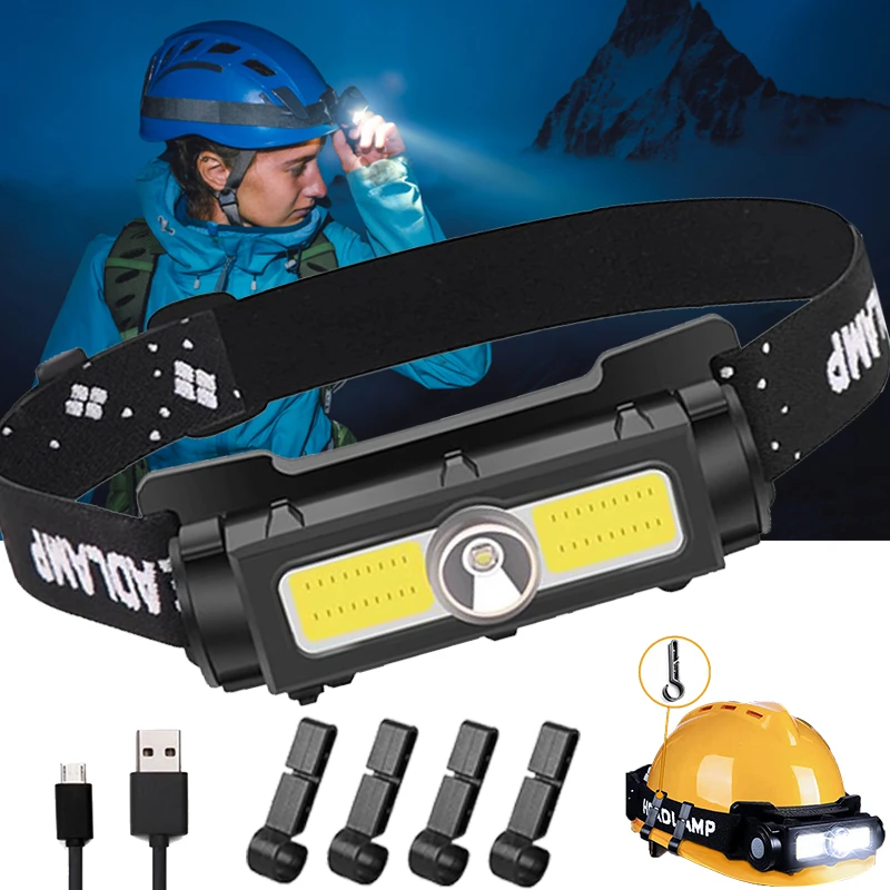 XPG+COB USB Rechargeable Headlight Built in Battery Waterproof Head