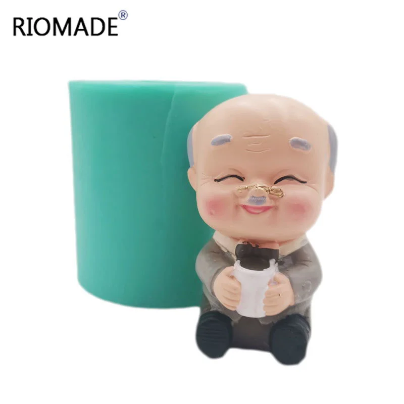 3D Opa Oma Langlebigkeit Ältere Silikon Kerze Formen Harz Kuchen Dekorieren Werkzeuge Gips Epoxy Modell Geburtstag Form – Detail 7