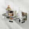 Punch-free Bathroom Shelf Shelves Wall Mounted Shampoo Storage Rack For Kitchen Holder Square Aluminum Bath Organizer Accessorie 5