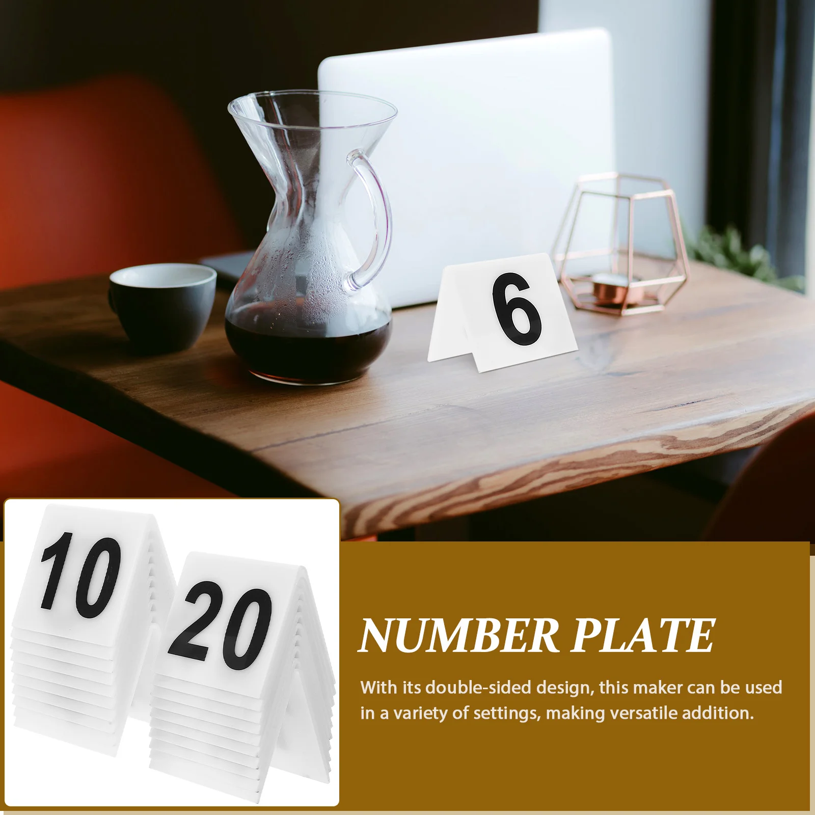 20 Pcs Restaurant Number Plate Table Numbers Supply Game Accessory White Double Sided Evidence Marker Reusable