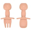 2pcs/Set Food Grade Children Silicone Spoon Fork Cutlery Baby Training Complementary Food Spoon Baby Feeding cartoon Spoon&Fork 3