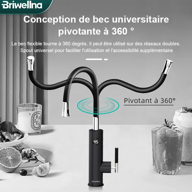 Briwellna robinet électrique avec bec universel chauffe-eau 220V robinet de chauffage chauffe-eau instantané robinet en acier inoxydable Geyser 1