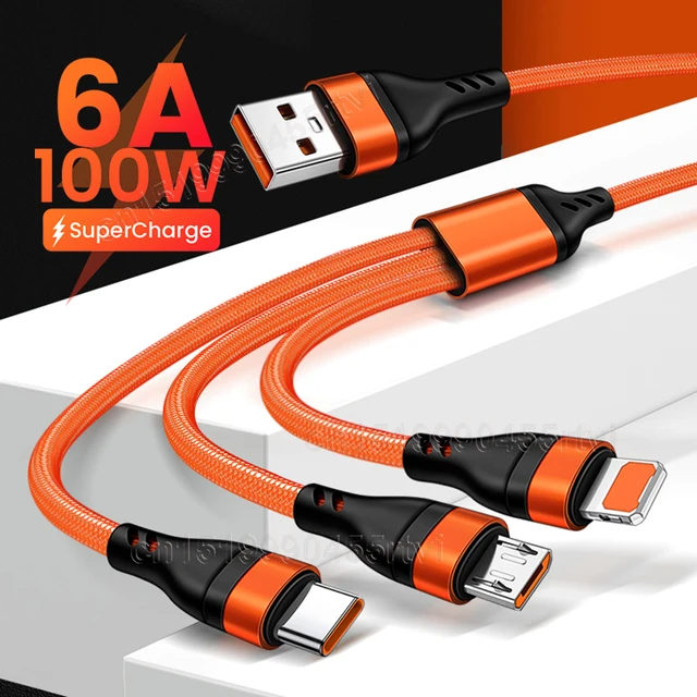 45015-f28108.jpg Cable de surcharge 3 en 1 Micro USB type-c chargeur rapide