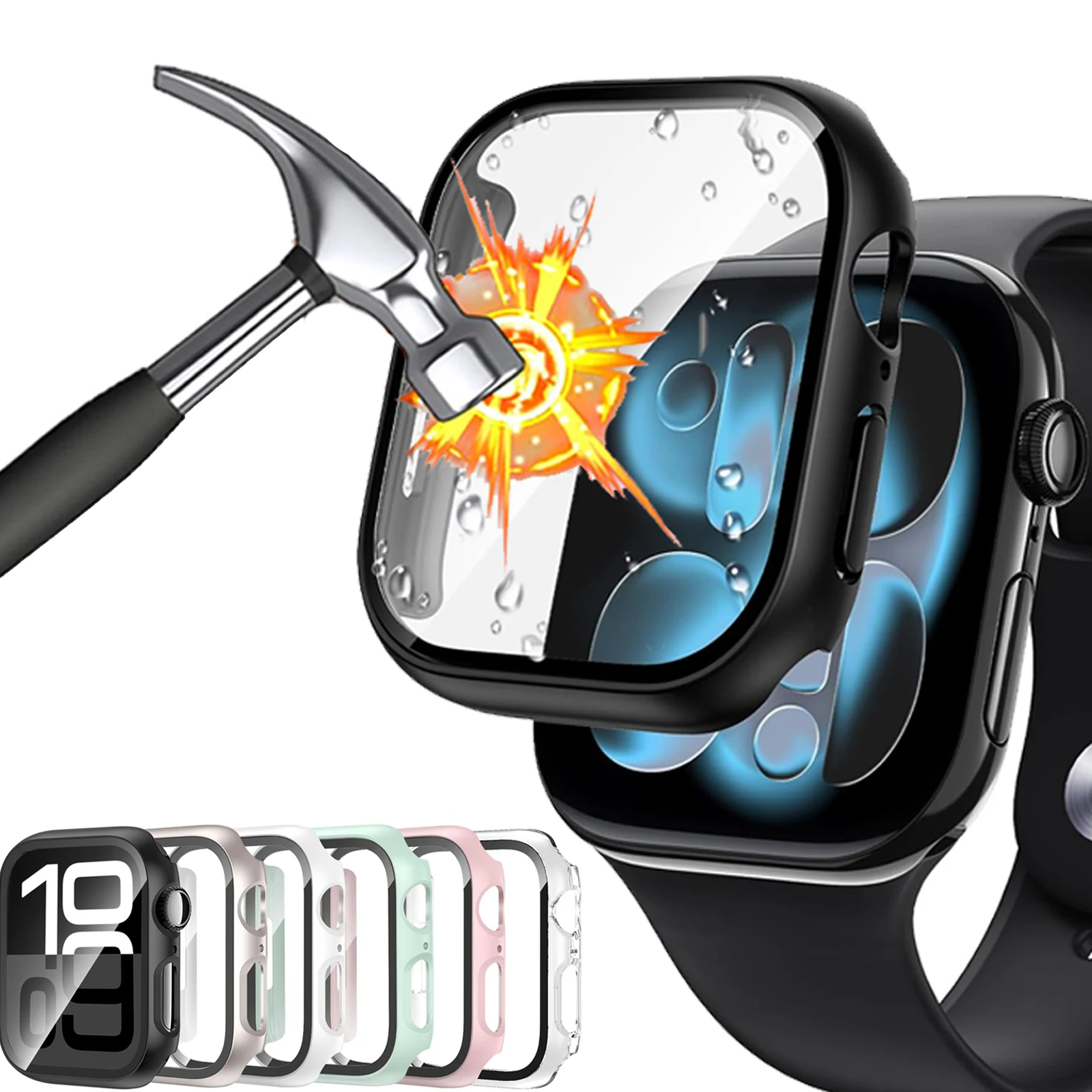 Premium Tempered Glass & Protective Case for Smartwatch Screen Protection