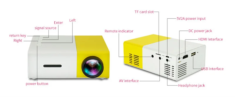 beamer 400 lúmen usb áudio hdmi-compatível hd