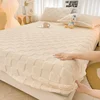 Milk Velvet Fitted Sheet Soft Comfortable Fleece Bed Cover Autumn Winter Mattress Protector Cover Bedsheet Solid Color 2