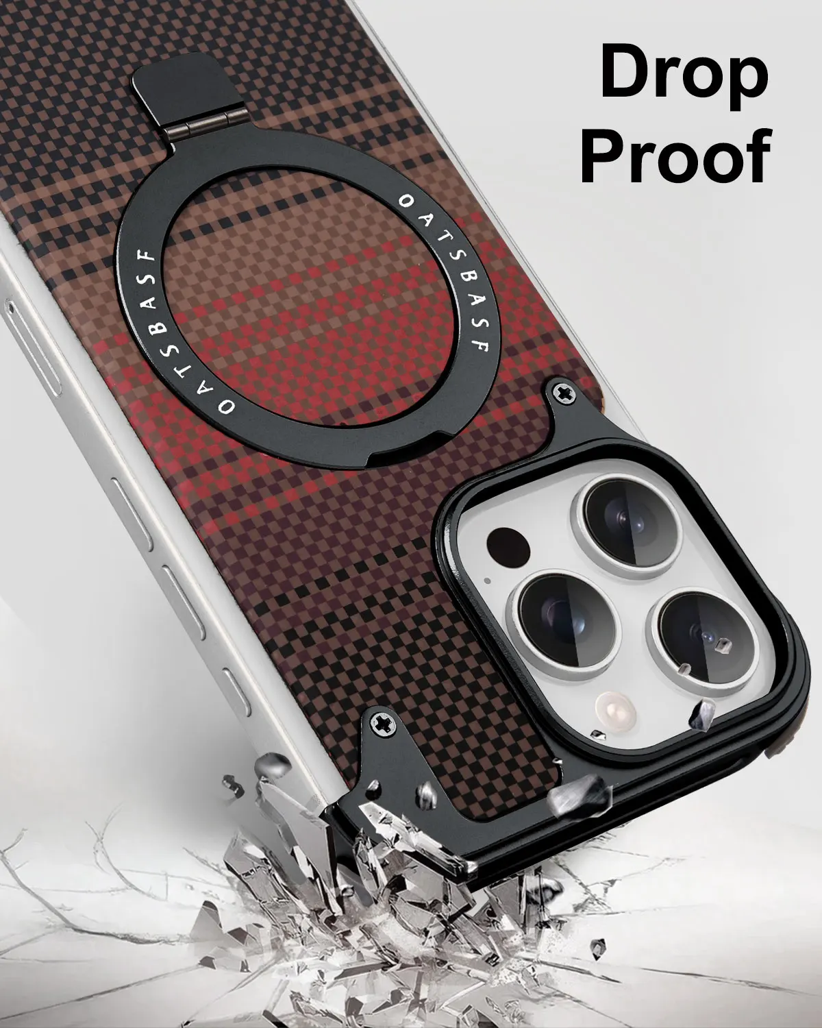 Eary for iPhone 17 16 Pro Max Phone Case with Magsafe Stand Magnetic Kevlar Fiber Texture Cover Metal Frame Shockproof Protector