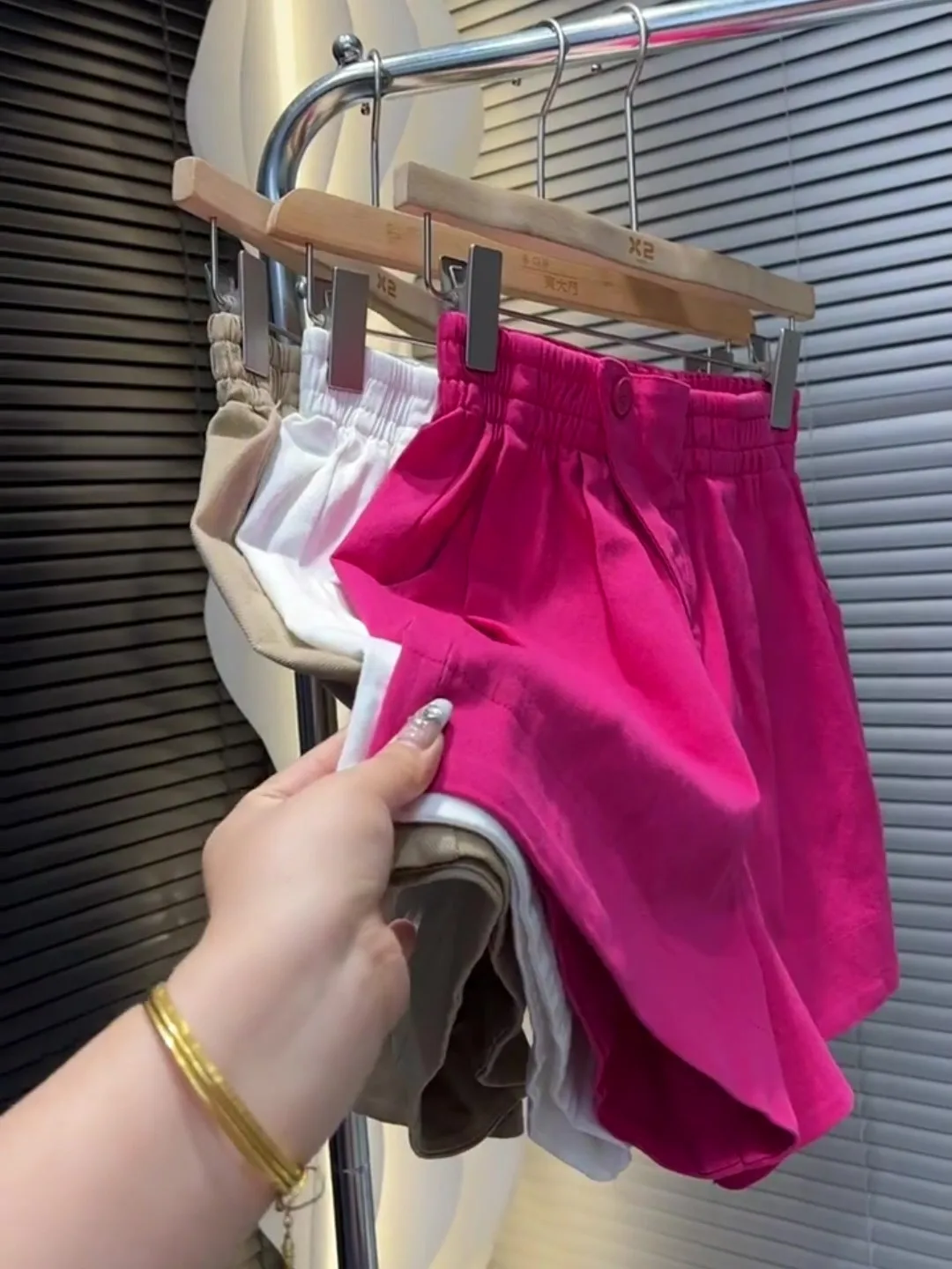 Female Shorts 2023 New Summer Rose Pink Loose Casual Wide Leg Pants All-match Elastic High Waist A-line Women Hot Shorts 4xl