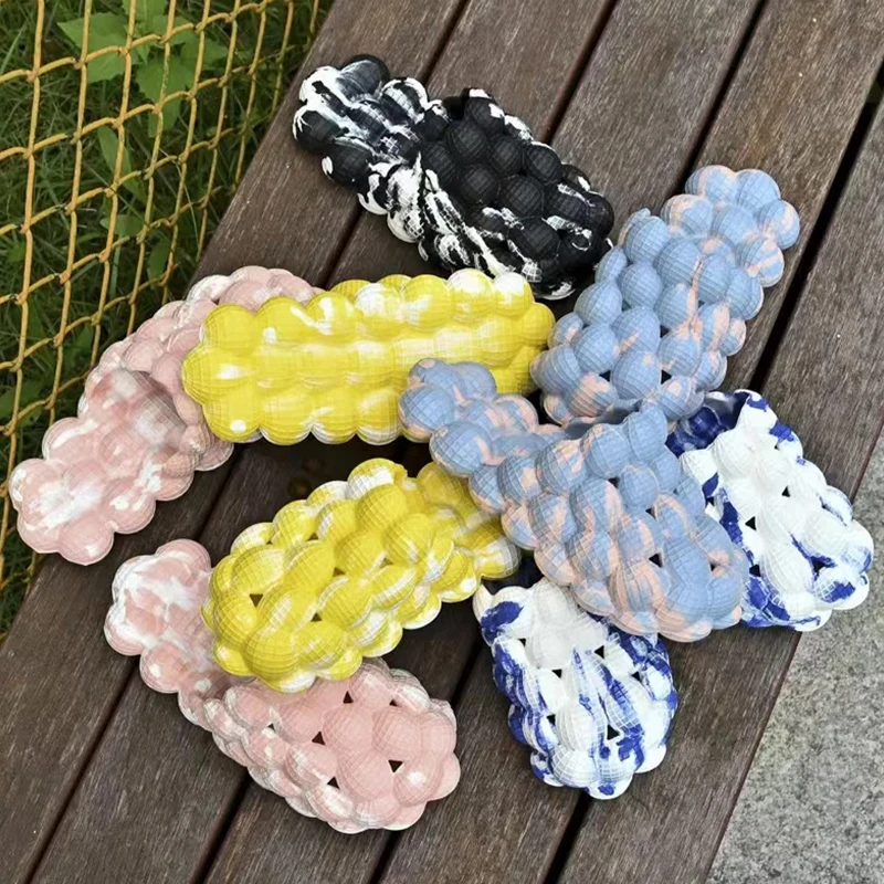 EVA Tie Dye Fashion Bubble Slides Summer Flats Men Slippers