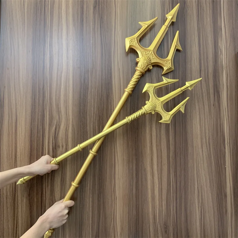 Gold Trident God Of Sea Cosplay Legend Gem Fork Seiko Ver. Safety PU Toy Weapon Sword Gift Adult Kid Halloween Movie Big