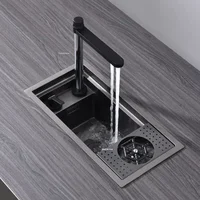 ซ่อนอ่างครัวสแตนเลส Handmade Single-slot Home Island Bar Mini อ่างล้างจานขนาดเล็กพร้อมถ้วยเครื่องซักผ้าและอ่างผัก A 3