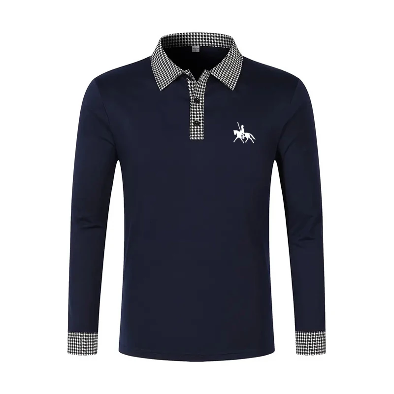 Spring and Autumn Men's Long Sleeve Polo Shirt Classic Business Office T-shirt Male Street Casual Fashion Solid Color Top