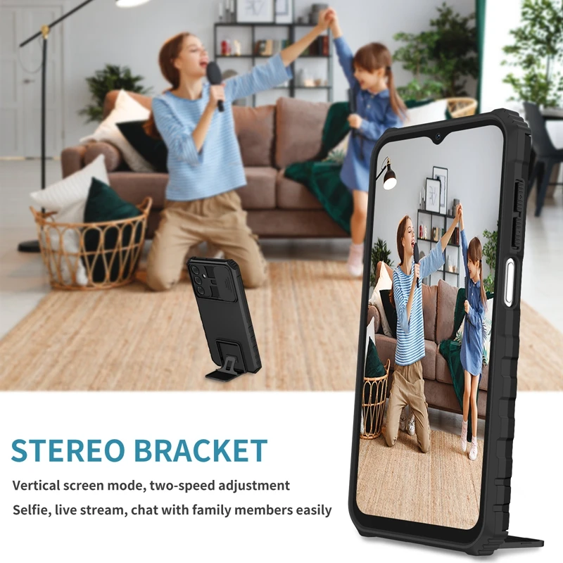 Durable Shockproof Armor Back Cover with Stand Holder and Bracket