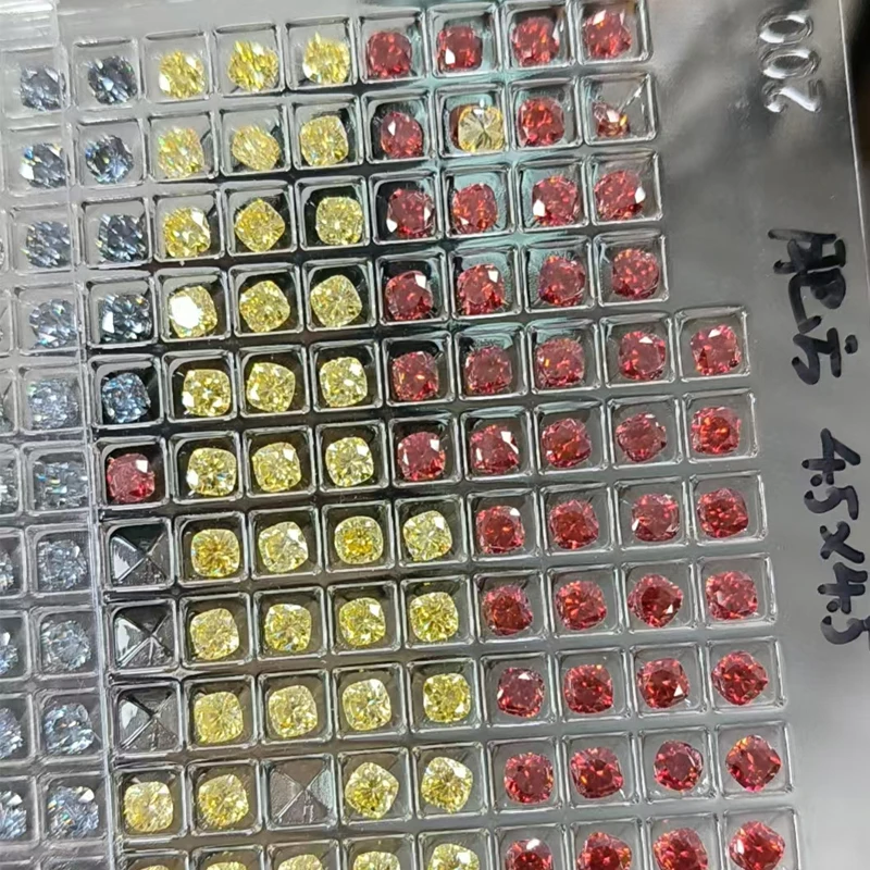 LemonYellow 실험실용 재배 모이사나이트 스톤, 배 루즈 모이사나이트 다이아몬드 어셔 에메랄드 타원형 모이사나이트 루즈 스톤, 0.1-10ct Plat