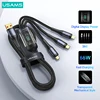 USAMS 100W 3 in 1 Type C Cable Digital Display PD Fast Charging Cable USB C 3 in1 For iPhone iPad MacBook Xiaomi Samsung Huawei 1