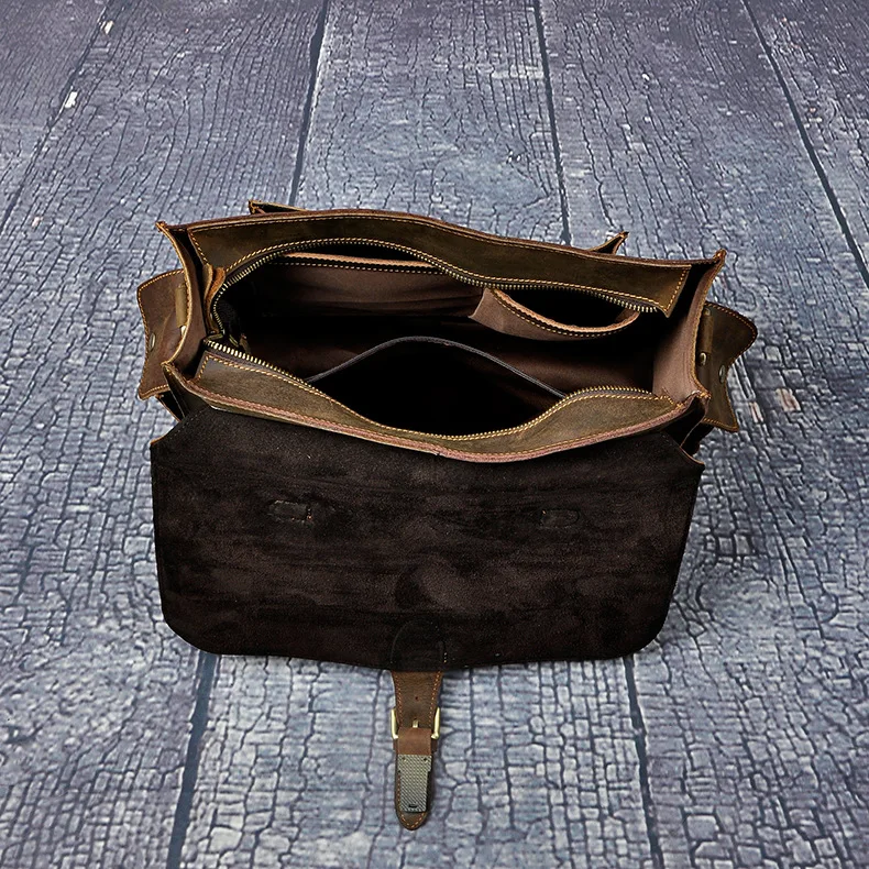 Genuine Leather 14 Inch Cowhide Men Briefcases Shoulder Crossbody Handbag Laptop iPad Bag Male Portfolio Tote Bags