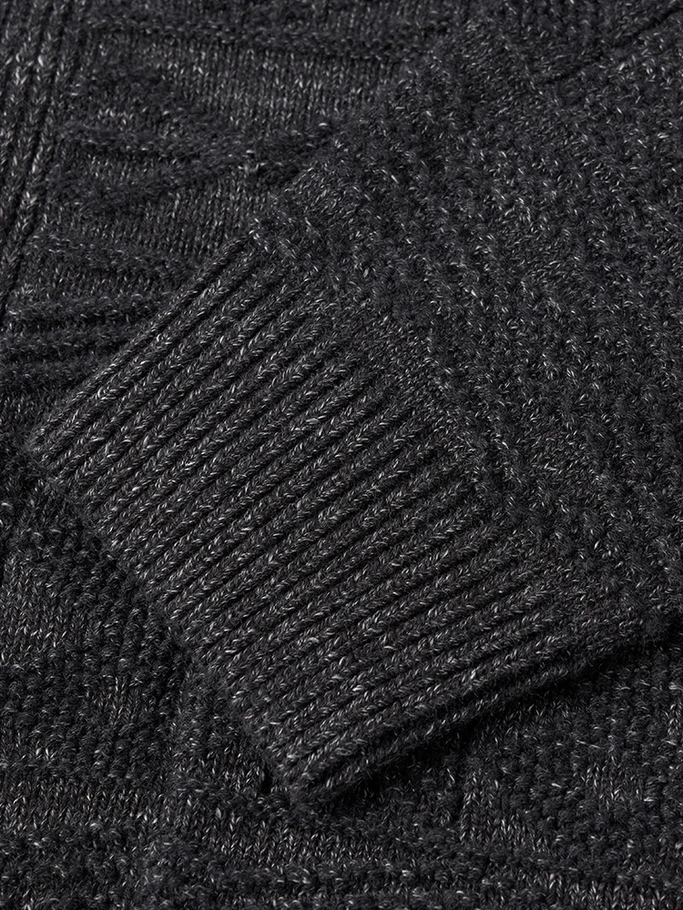 SIMWOOD Spring New Shawl Collar Cardigan Men 7 Gauge Jacquard Pattern Sweater Vintage Knitwear