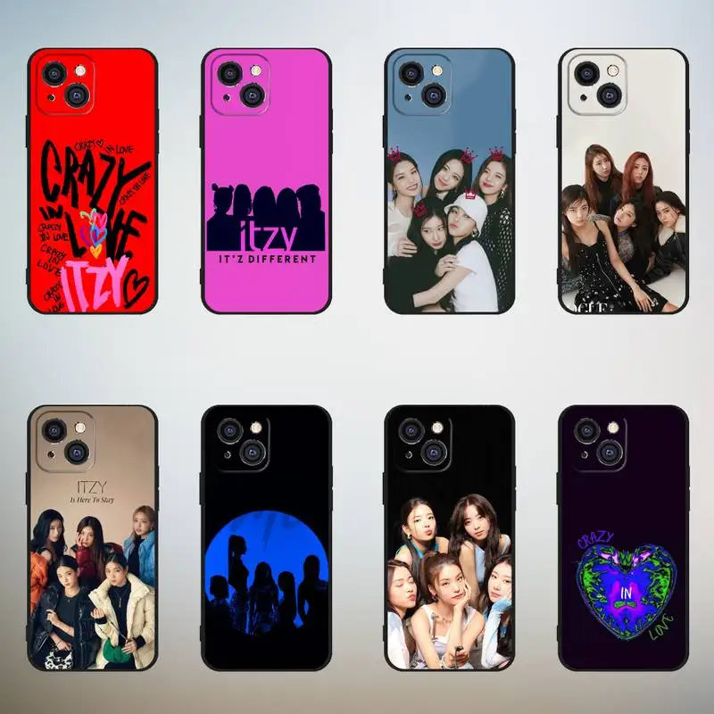 Custodia Per Telefono K-Kpop I-Itzy Per Iphone,11,12,Mini,13,14,15,Pro,Xs,Max,X,Xr,6,7,8,Plus Black Shell