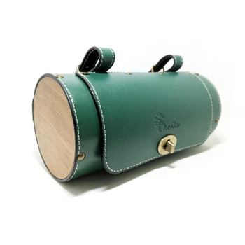 FREE-자전거 레트로 테일 카 핸들 백, PU 인조 가죽 통나무 라운드 백, 22cm 길이, 직경 10cm, Q398