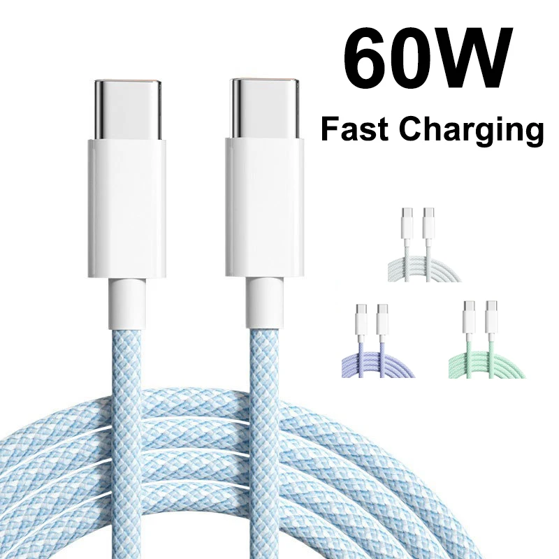 정품 PD 고속 충전 USB-C 케이블, 아이폰 15 프로 맥스, C타입에서 C타입 와이어, 화웨이, 샤오미, 삼성용 고속 충전기 케이블, 60W