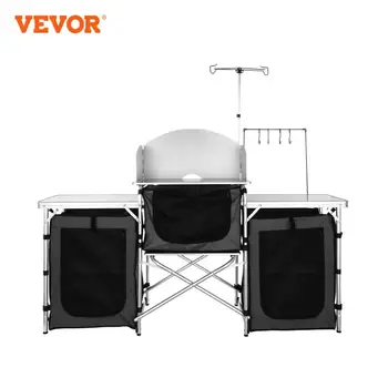 VEVOR Tavolo da cucina da campeggio Armadietto da cucina pieghevole Rack di stoccaggio Staffa in lega di alluminio a forma di X per tavolo da giardino da picnic per barbecue 1