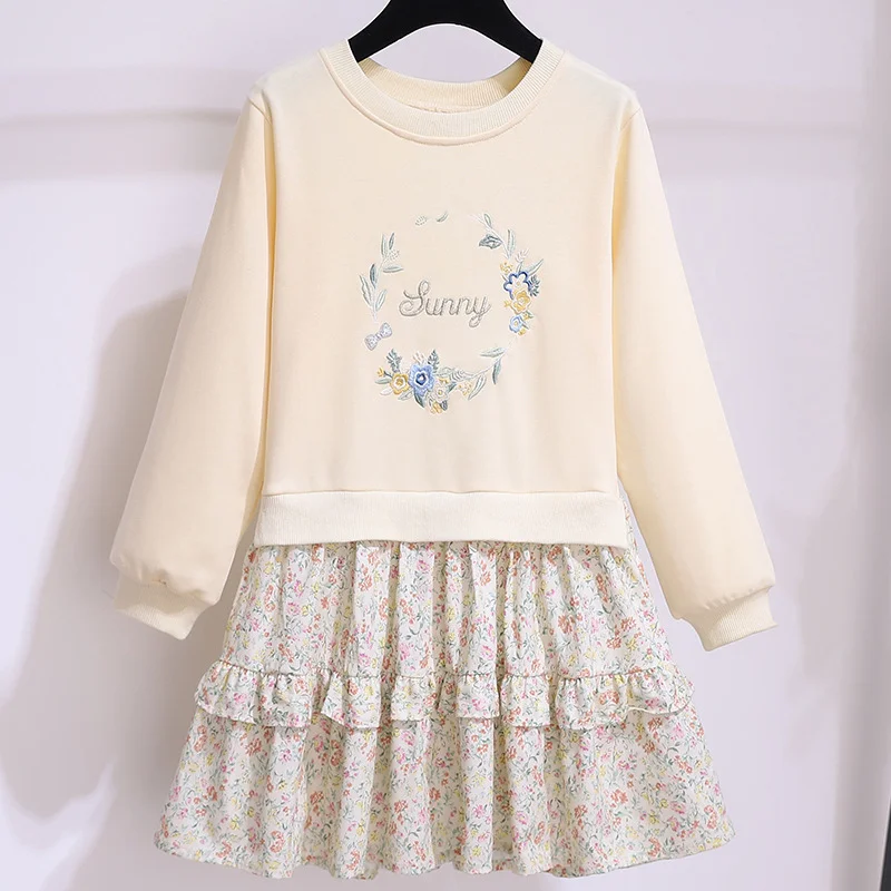 thumbnail image 1 of Vestido de niña, vestido de primavera y otoño, niña pequeña de estilo occidental, falda de retazos de manga larga, versión coreana, niña, 1 of 4