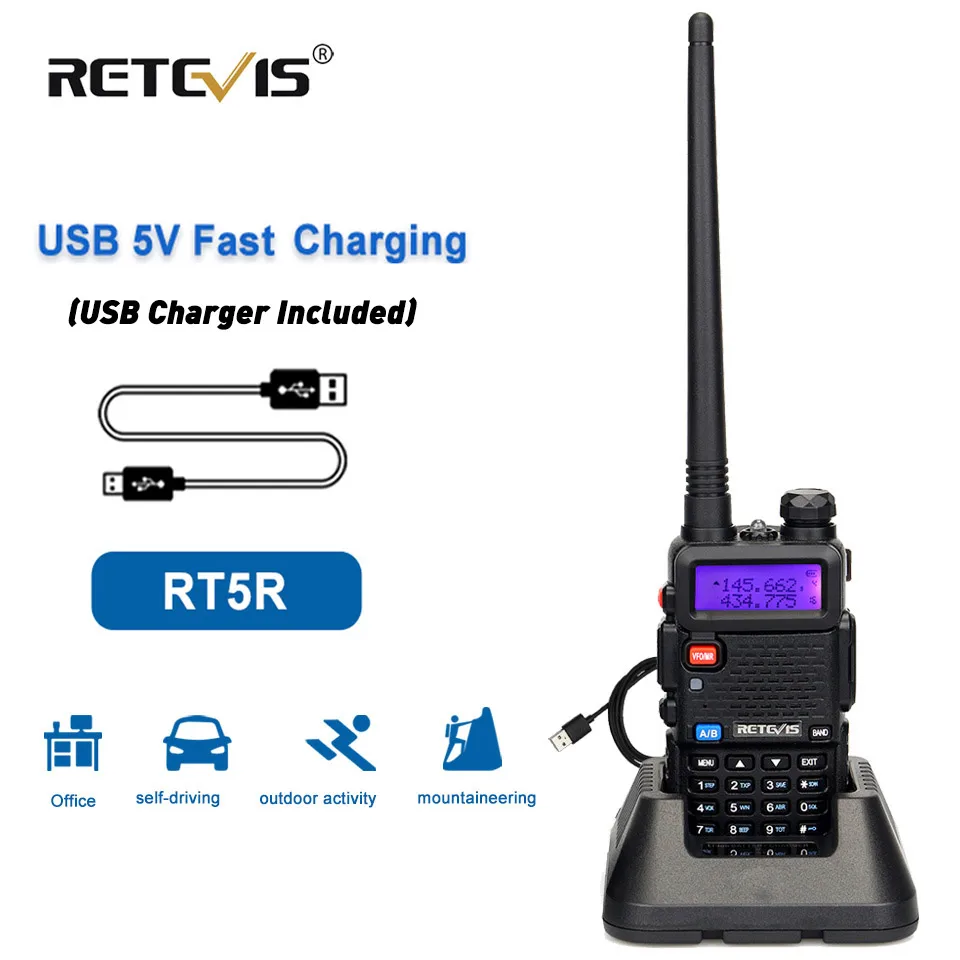 RETEVIS RT5R Handy Walkie Talkie 5W VHF UHF USB Ham Amateur Two-Way Radio  Stations PTT Walkie-Talkies for Baofeng UV-5R Hunting Aliexpress