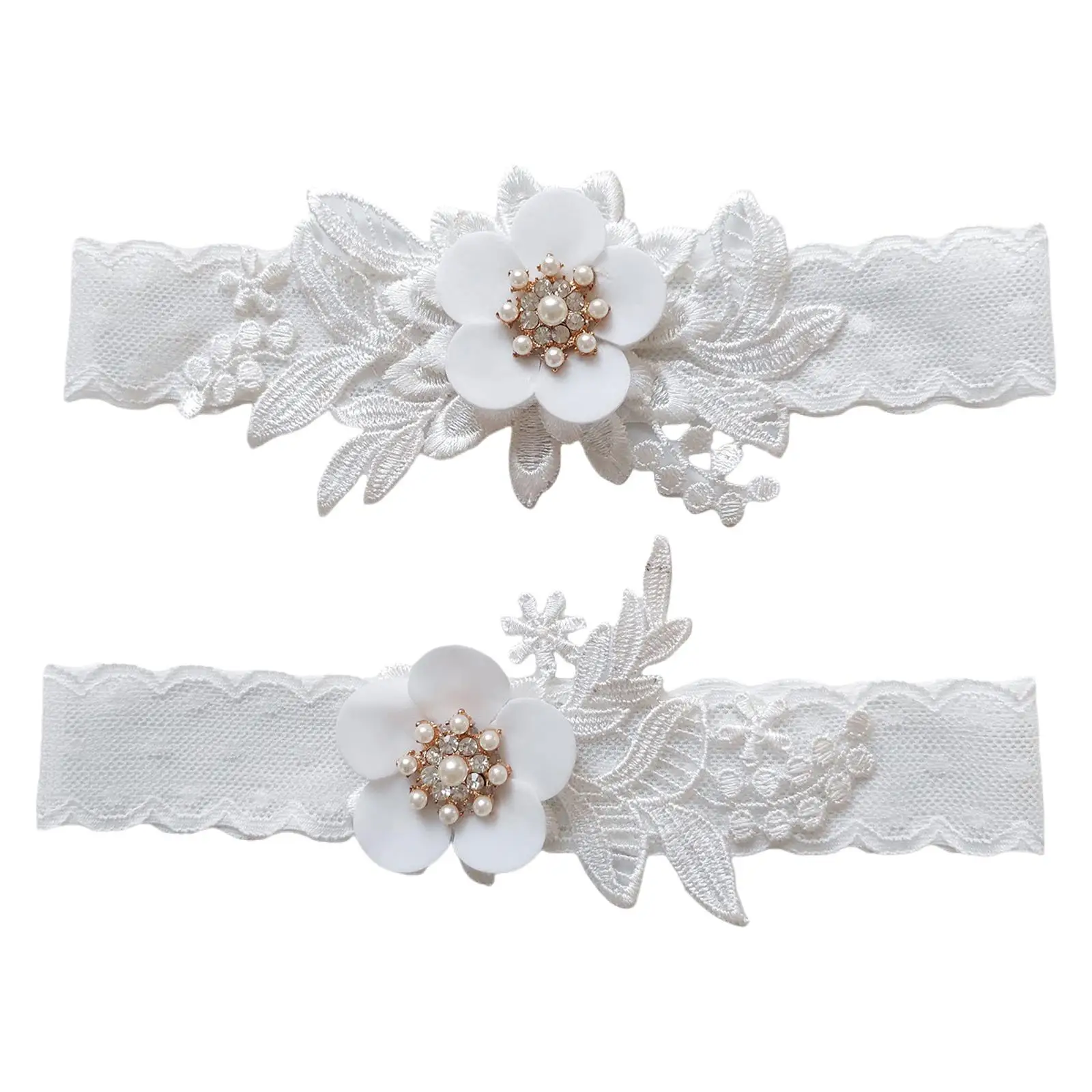 

2Pcs Wedding Garter Set Girls Leg Ring Stretch Bridal Leg Garters White Lace Garter for Cosplay Clubwear Holiday Prom Party