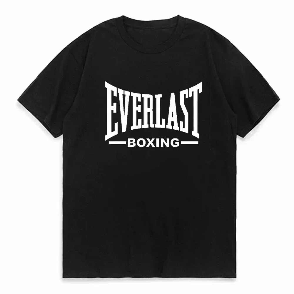 NEW EVERLAST Boxing T Shirt Men Women Summer Loose Casual Short Sleeve O Neck Cotton Fitness Sports Streetwear