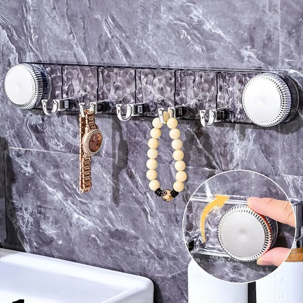5 Hooks Rotating Suction Cup Hooks Multi-Purpose Traceless Vacuum Cup Hook Corrugated Row Hook Wall Mounted Robe Coat Hangers