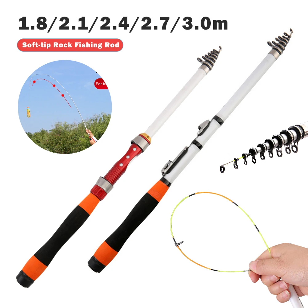 Portable Telescopic Fishing Rod 1.8/2.1/2.4/2.7/3.0m Rock Fishing Pole