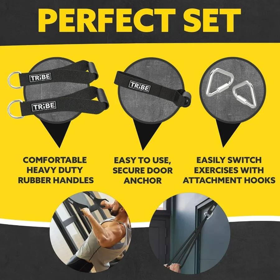 Long Resistance Bands for Working Out Men and Women - Set of 5 Pull-Up Bands, Rubber Handles and Door Anchor - Workout Bands Res