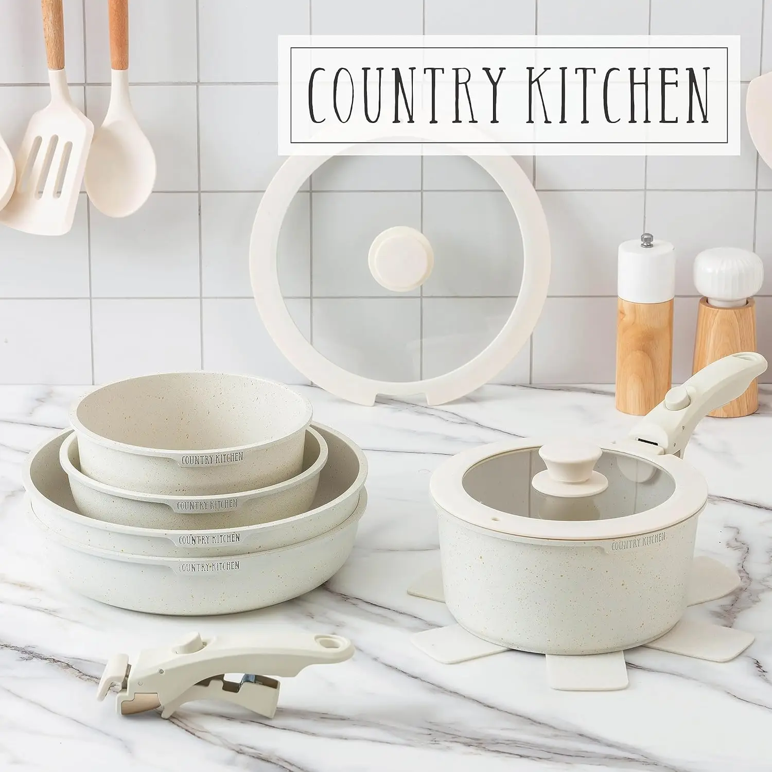 Country Kitchen 13 Piece Pots and Pans Set - Safe Nonstick Kitchen Cookware  with Removable Handle, RV Cookware Set - AliExpress