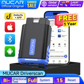Scanner OBD2 MUCAR DriverScan per Auto, Test Attuatori OIL ABS Freni DPF, 15 Reset, Sistema Completo TCM AirBag, Strumenti Diagnostici per Auto