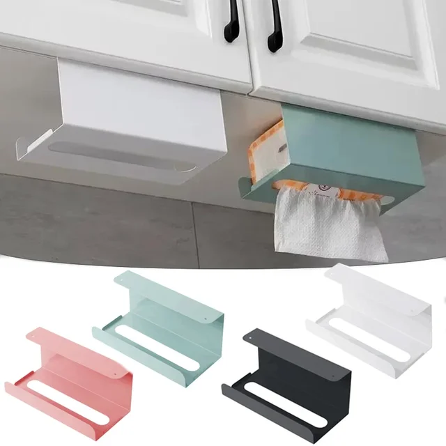 Boîte à mouchoirs multifonctionnelle, sous armoire, porte-serviettes en papier, bain en fer, porte-serviettes en papier porteur, bureau T1, accessoires de cuisine 1